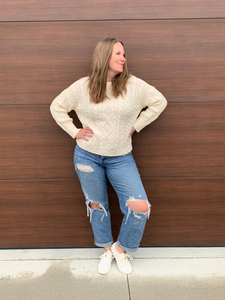 Olivia Crewneck Cable Knit Sweater