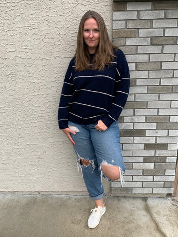 Elliot Stripe Oversized Crew Neck