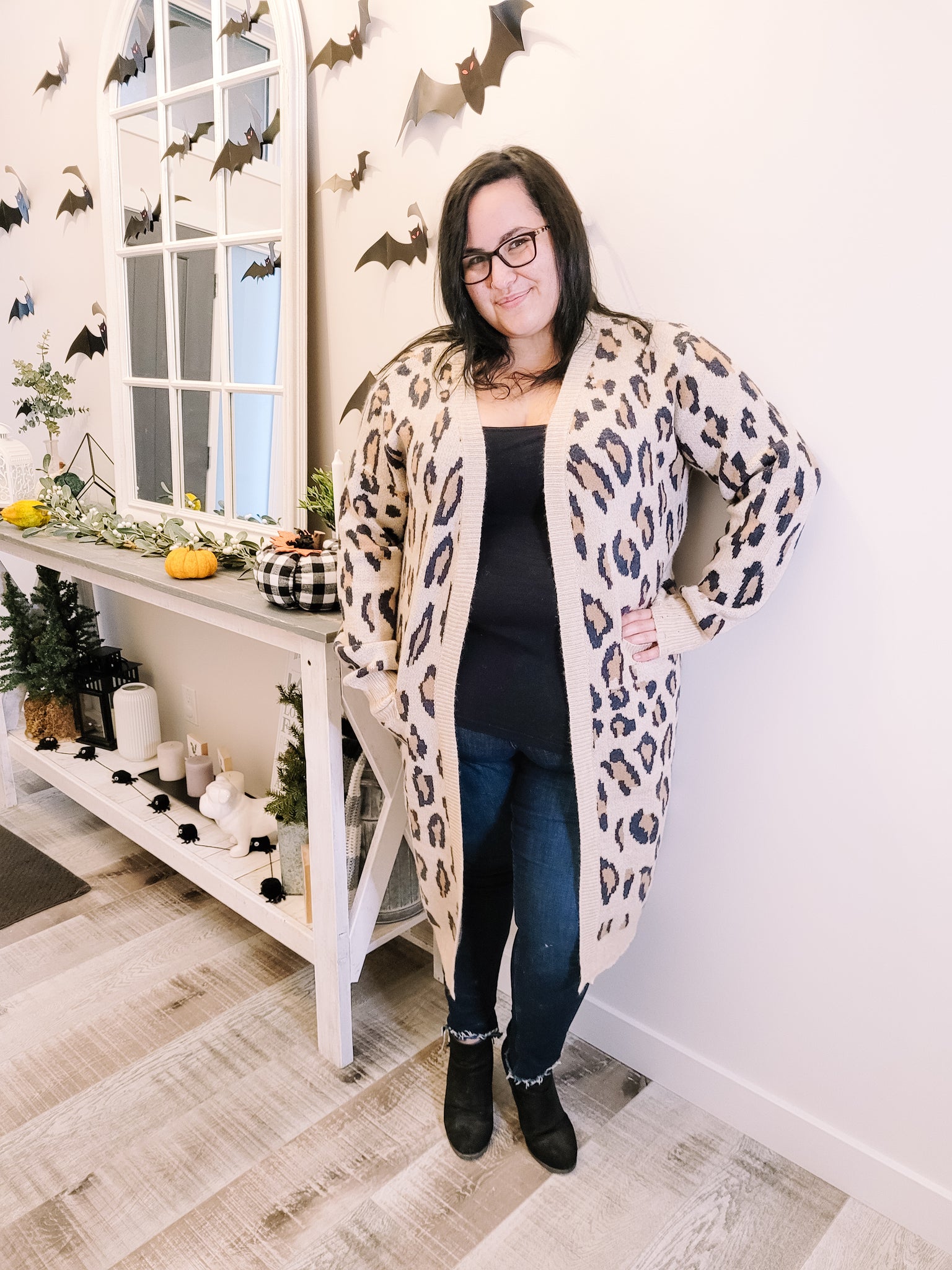 Long cardigan leopard print hotsell